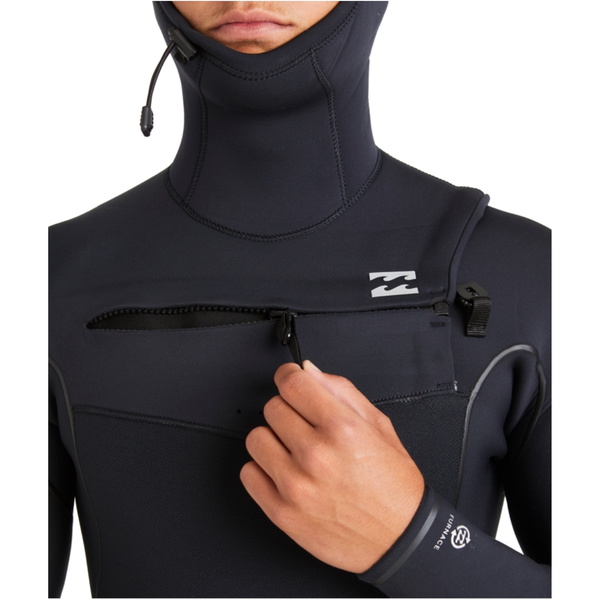 2025 Billabong Mens Furnace Natural 6/5mm Hooded Chest Zip Wetsuit ABYW200121 - Black